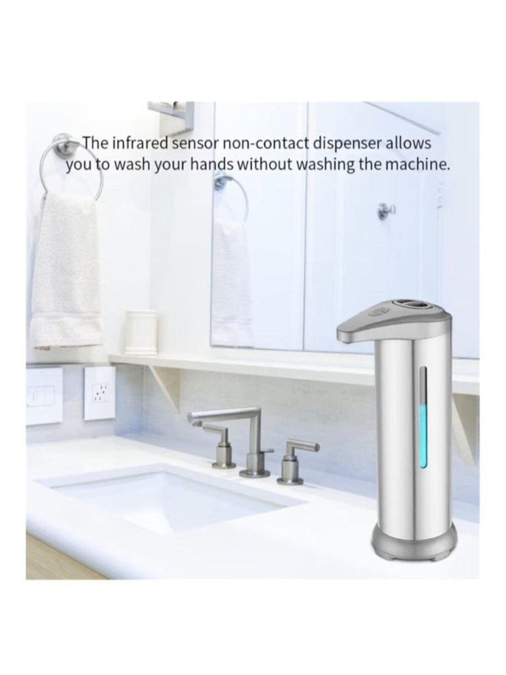 Automatic Touchless Stainless Steel Infrared Induction Soap Dispenser Bathroom